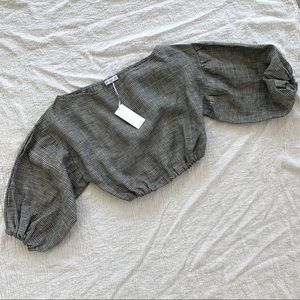 Designer Dominique Healy linen Louie crop shirt nwt unique sample sale piece